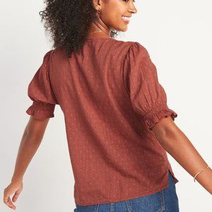 ON Textured Clip-Dot Button-Front Blouse
